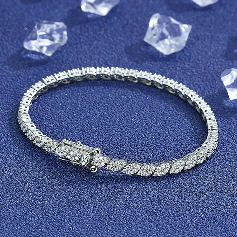 Moissanite Tennis Bracelet – Full Sparkling Diamond Design GRA Certified | 925 Sterling Silver Wedding & Party Jewelry for Women & Men