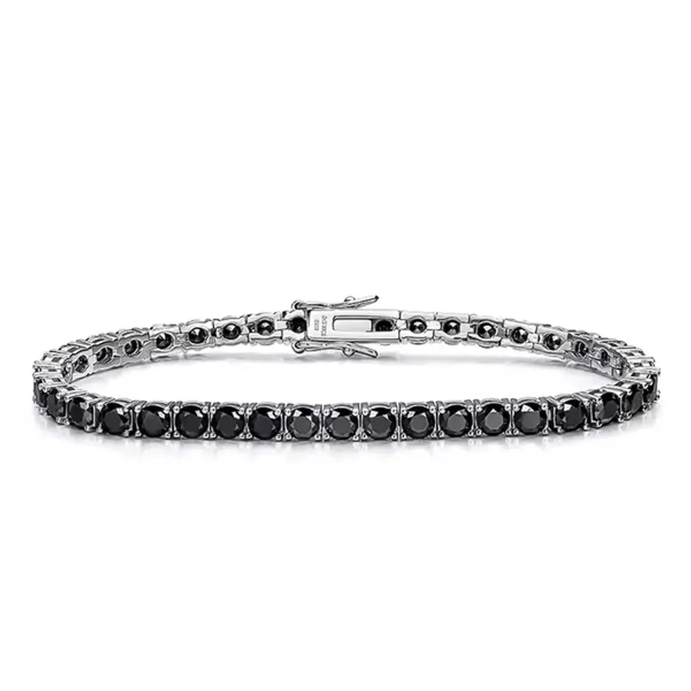 Moissanite Tennis Bracelet – 3mm 4mm Black Full Diamond GRA Certified Hip Hop | 925 Sterling Silver 18K Gold Plated Bracelet for Women & Men