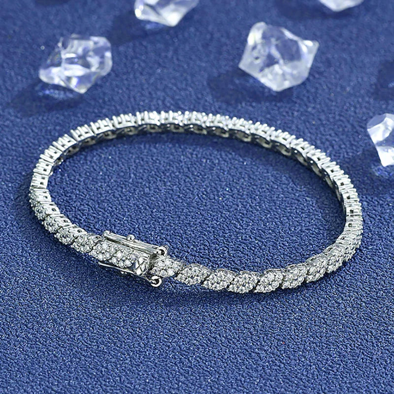 Moissanite Tennis Bracelet – Full Sparkling Diamond Design GRA Certified | 925 Sterling Silver Wedding & Party Jewelry for Women & Men