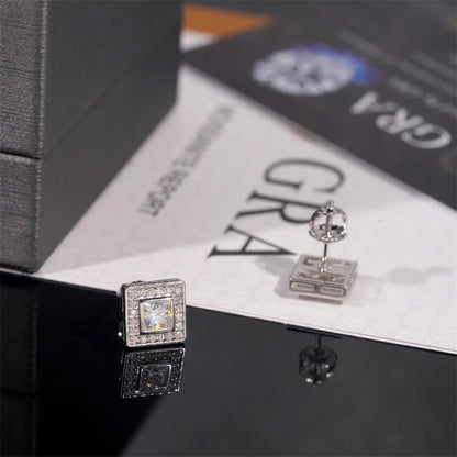 Square halo earrings