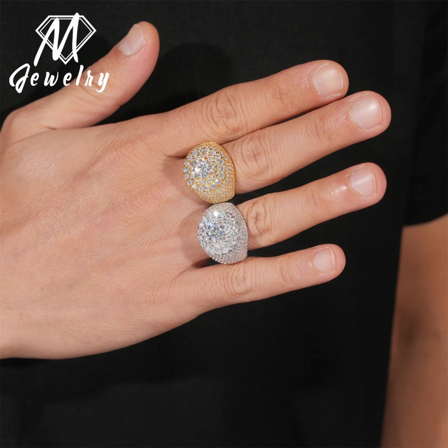 Moissanite Ring – Hip Hop Iced Out Diamond Pass Tester | 925 Sterling Silver Fine Jewelry for Men