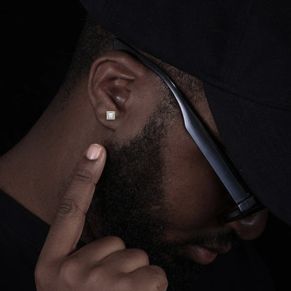 Halo square stud moissanite earrings