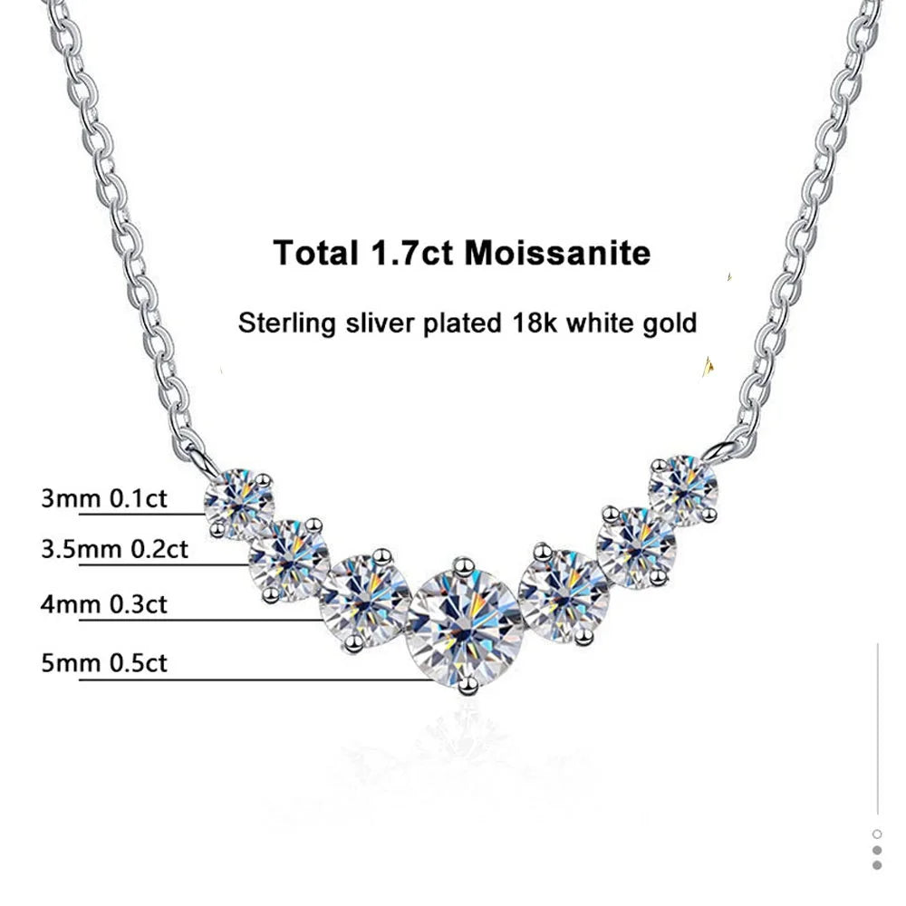 Moissanite Necklace – 18k White Gold Plated | 925 Sterling Silver | Fine Wedding Jewelry for Men & Women