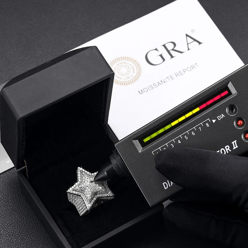 Moissanite Star Ring – D VVS Five-Star Design | S925 Sterling Silver Luxury Hip Hop Jewelry for Men & Women