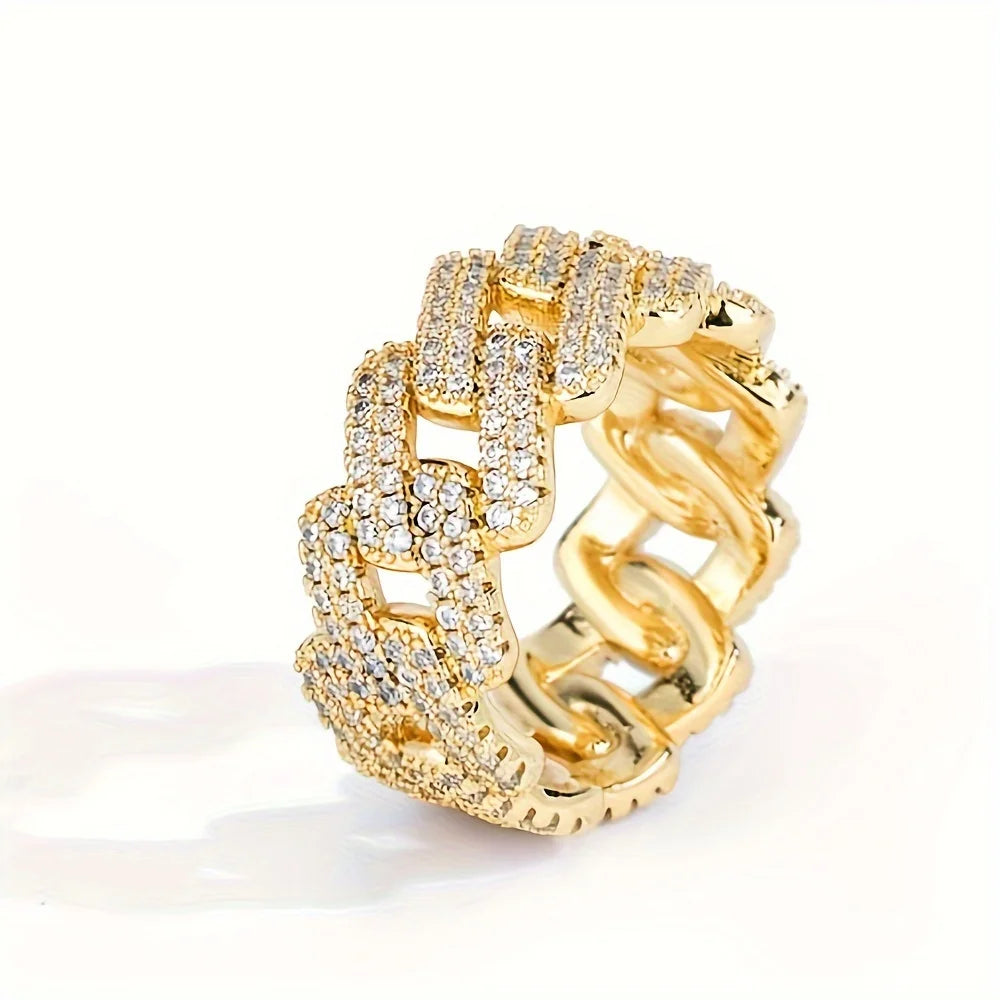 Moissanite Cuban Ring – 5.4CT Gemstone Design | S925 Sterling Silver American Street Hip Hop Jewelry Gift for Men & Women