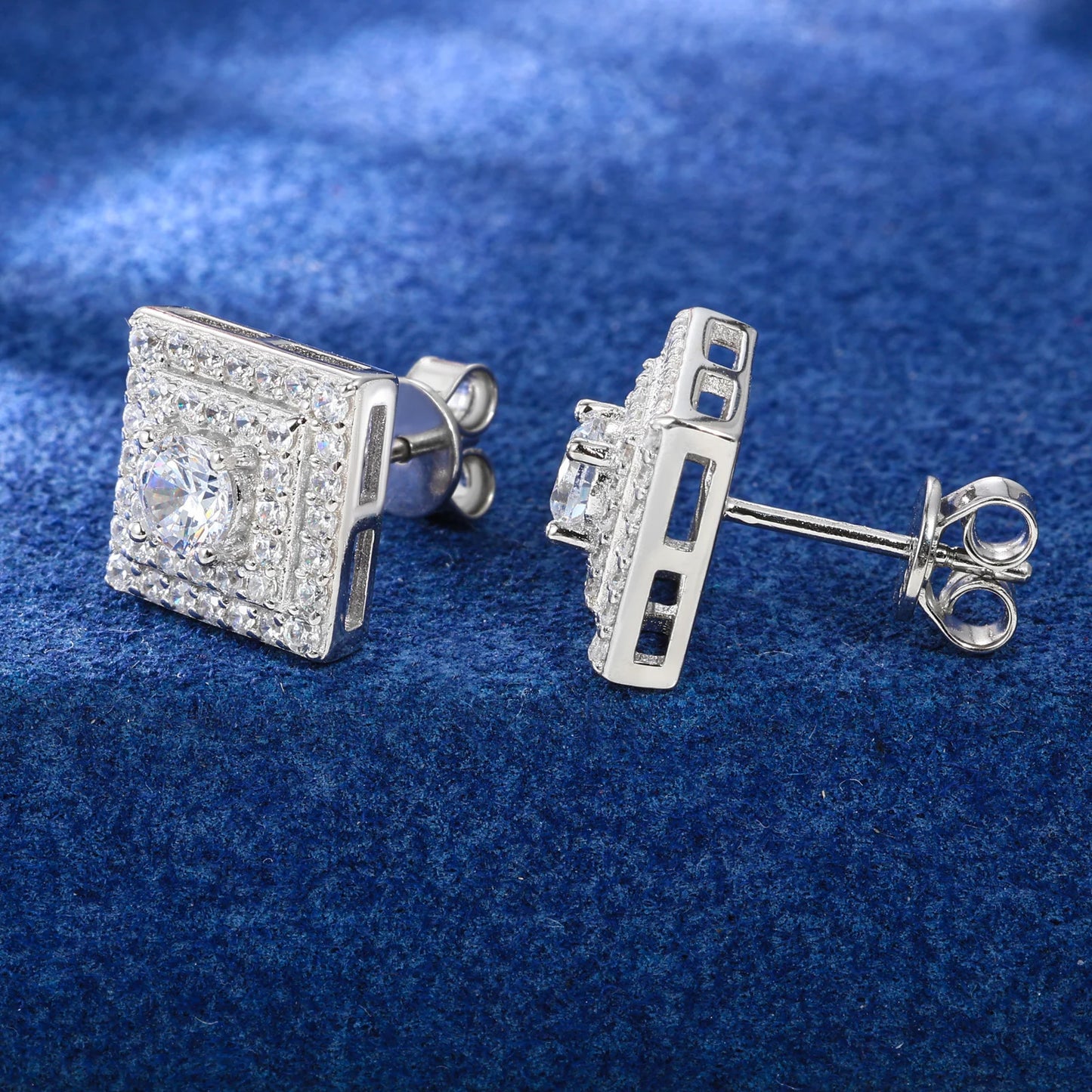 Square centerstud moissanite earrings