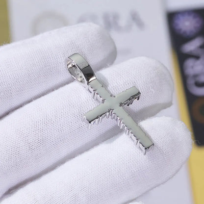 Tennis cross moissanite pendant