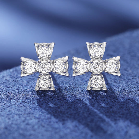 Cross moissanite earrings