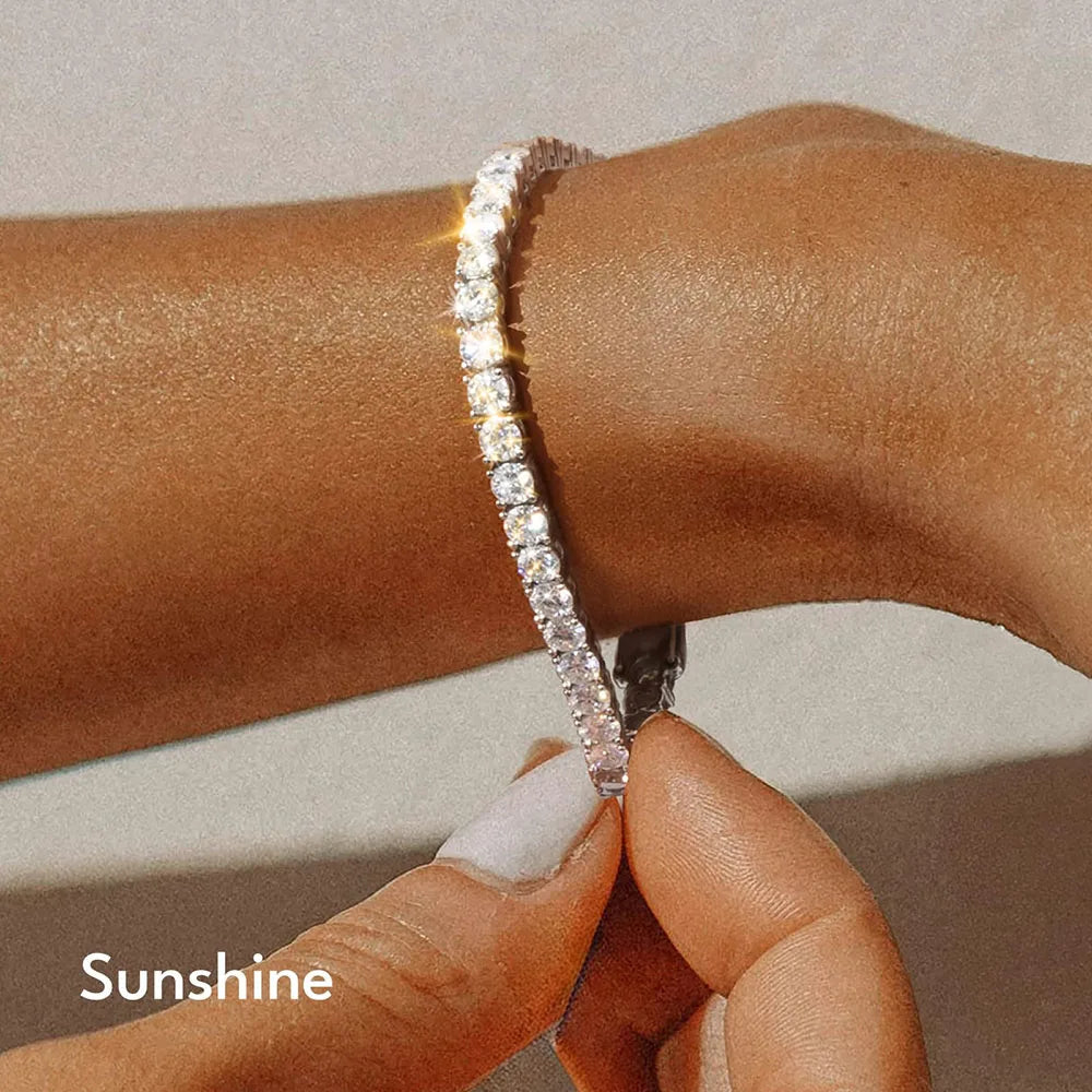 Moissanite Tennis Bracelet – 2mm 3mm 4mm 5mm Classic Design | 925 Sterling Silver Lab Diamond Tennis Chain for Men & Women