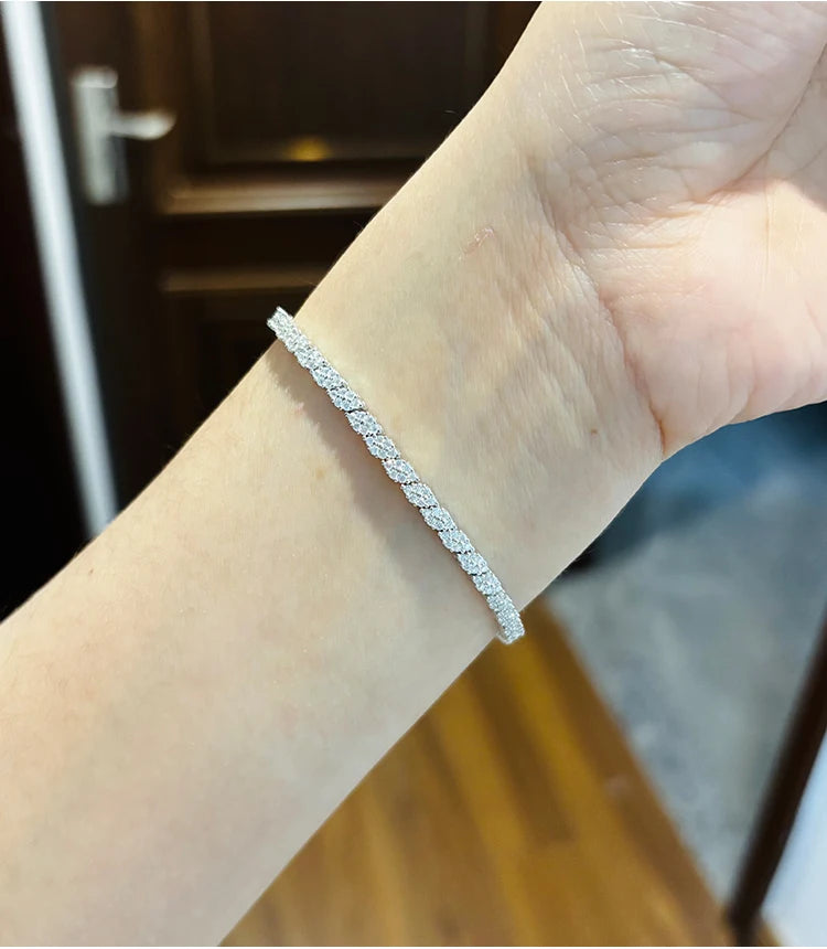 Moissanite Tennis Bracelet – Full Sparkling Diamond Design GRA Certified | 925 Sterling Silver Wedding & Party Jewelry for Women & Men