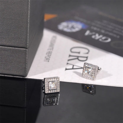 Square halo earrings