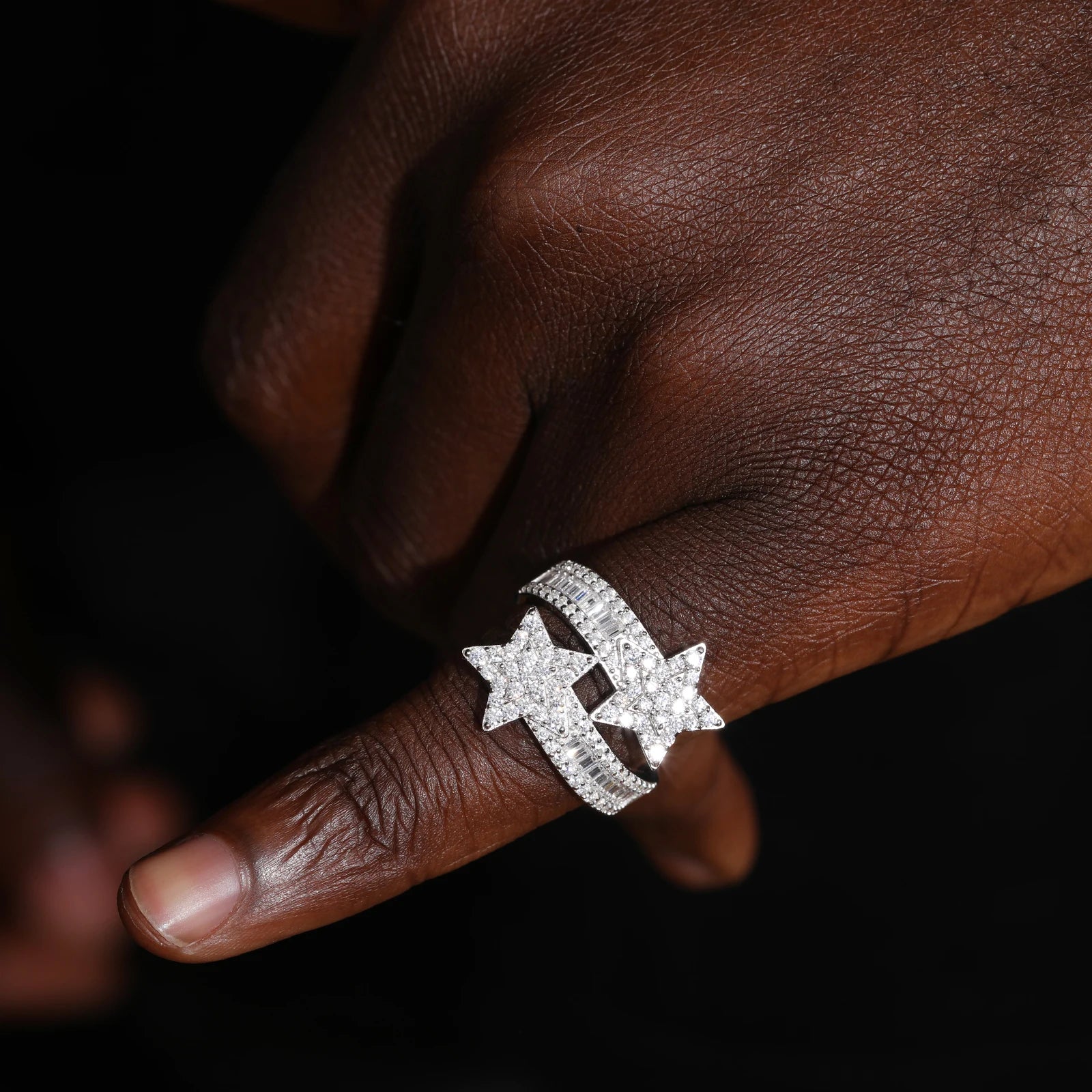 Moissanite Star Ring – Iced Out Design | 925 Sterling Silver Luxury Jewelry for Men & Women