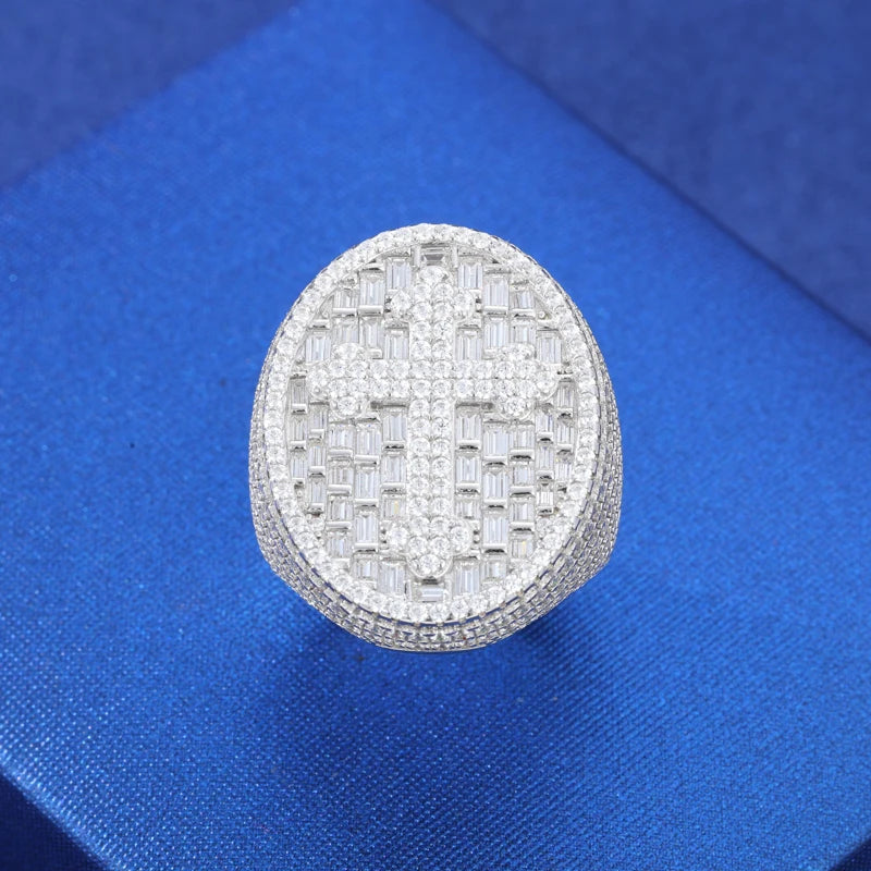 Moissanite Jesus Head Ring – Iced Out Religious Amulet | 925 Sterling Silver Hip Hop Jewelry for Men & Women