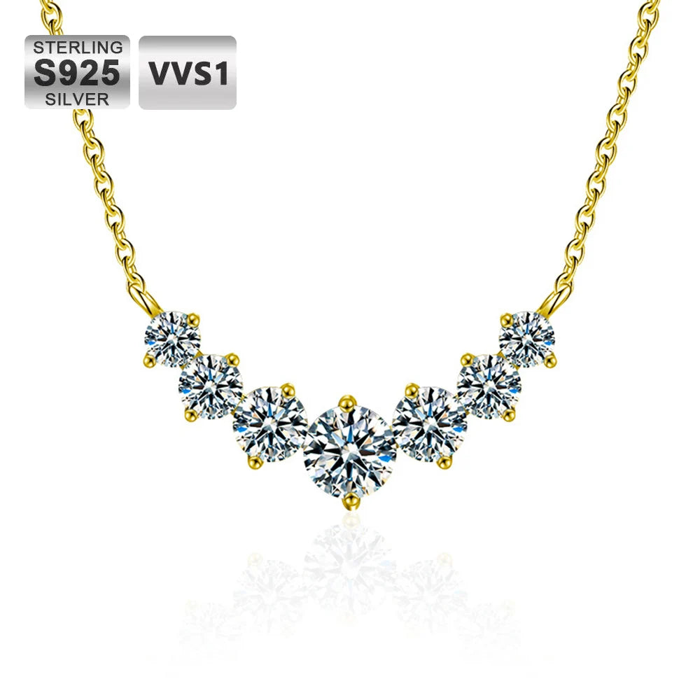 Moissanite Pendant Necklace – D VVS1 GRA Certified Trendy Party Jewelry | 925 Sterling Silver Yellow Gold Plated Necklace for Women