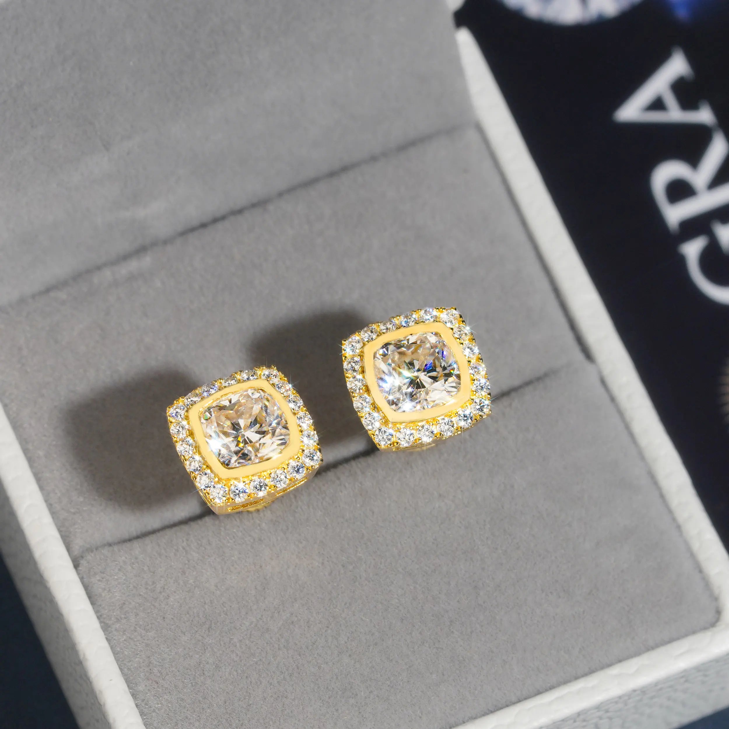 Moissanite Earrings – 1CT Irregular D Color Diamond Pass Test | 925 Sterling Silver Screw Stud Hip Hop Jewelry