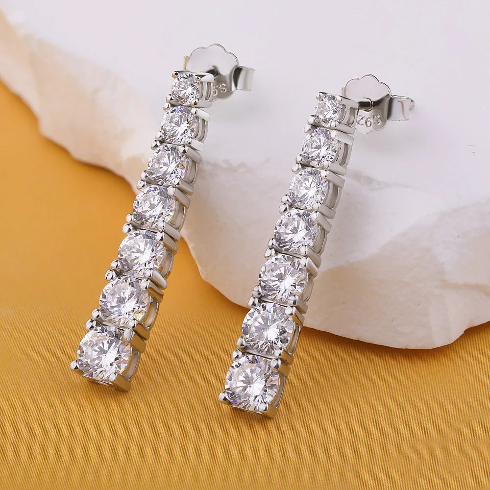 Moissanite Drop Earrings – 2.8CT Tassel Dangle Bridal Wedding Jewelry | 925 Sterling Silver Earrings for Women