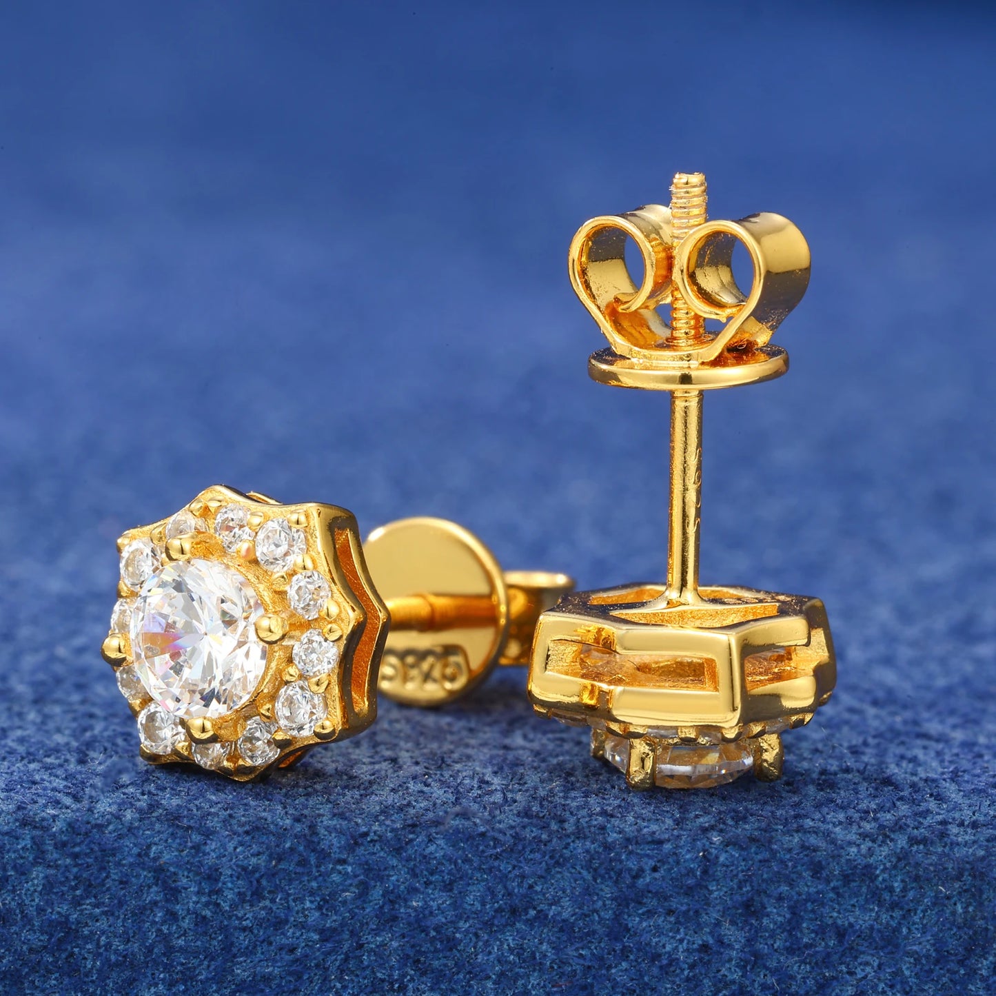 Eight point moissanite earrings