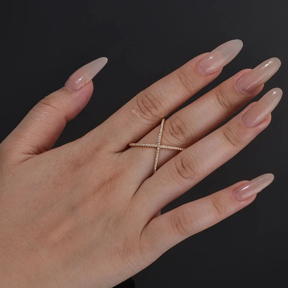 Moissanite Cross Ring – 0.25CT D Color VVS Diamond Wedding Band | 925 Sterling Silver Fine Jewelry for Women