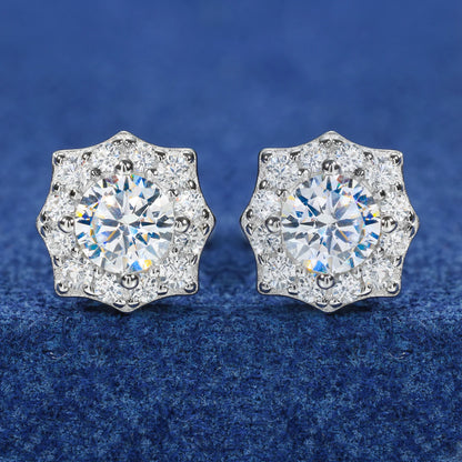 Eight point moissanite earrings