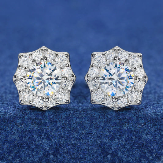 Eight point moissanite earrings