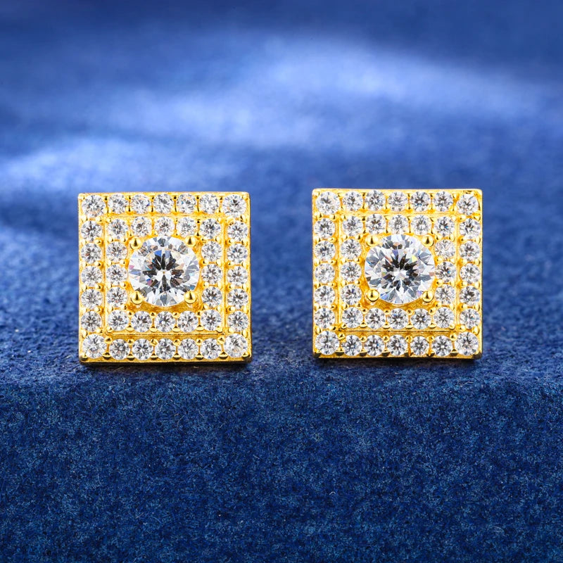 Square centerstud moissanite earrings