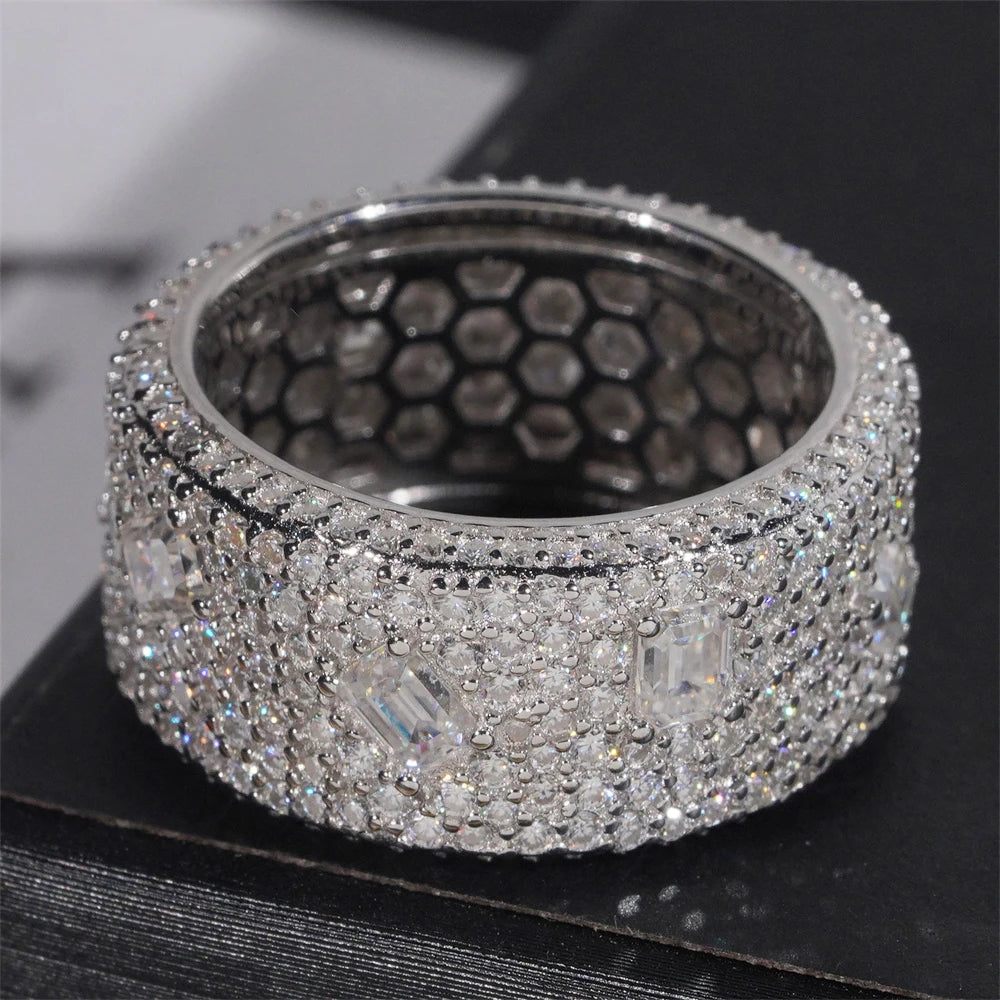 Moissanite Diamond Ring – Round Cut GRA Certified | 925 Sterling Silver Hip Hop Rock Engagement & Anniversary Fine Jewelry