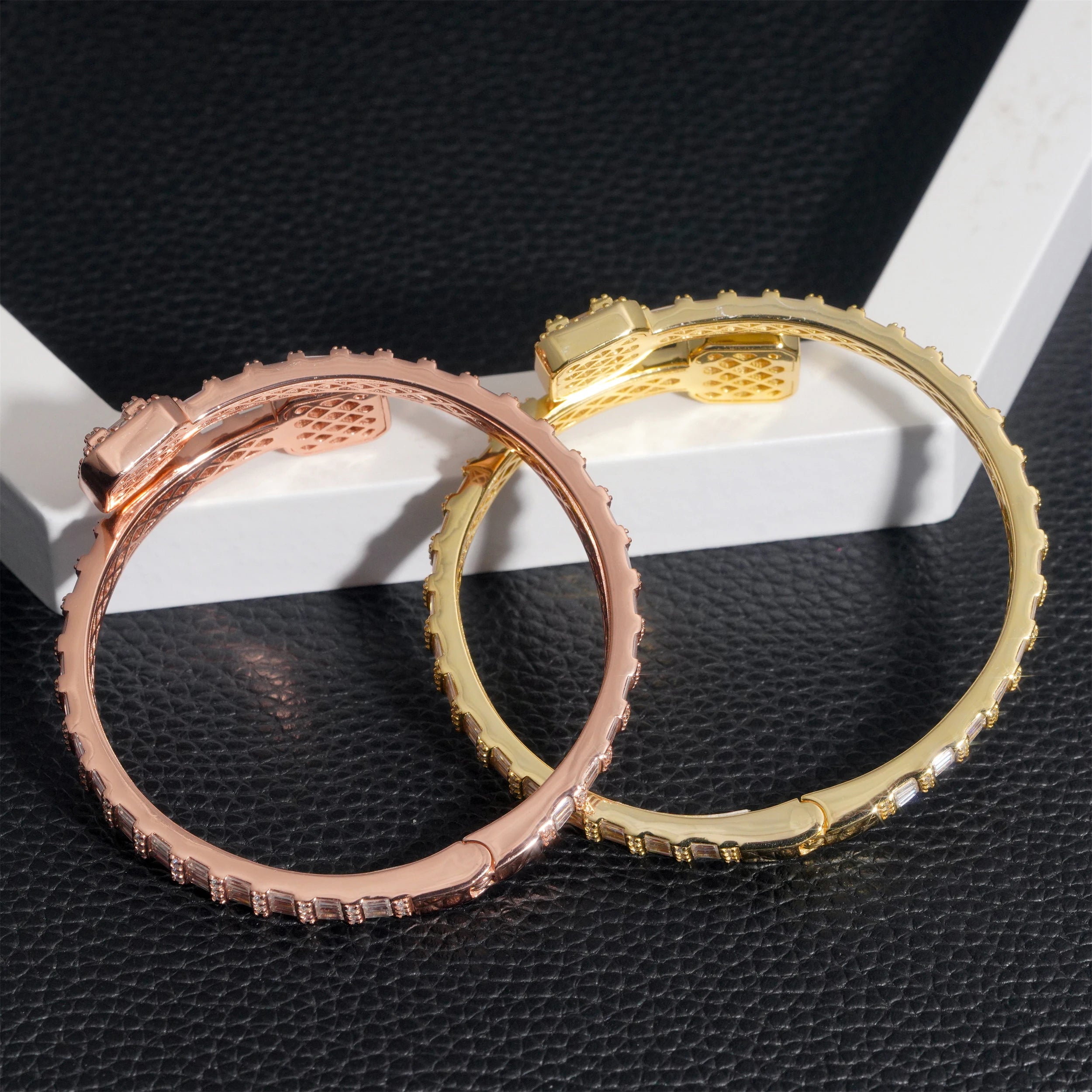 Moissanite Cuff Bracelet – D Color Baguette Design Iced Out | S925 Sterling Silver High Quality Hip Hop Jewelry