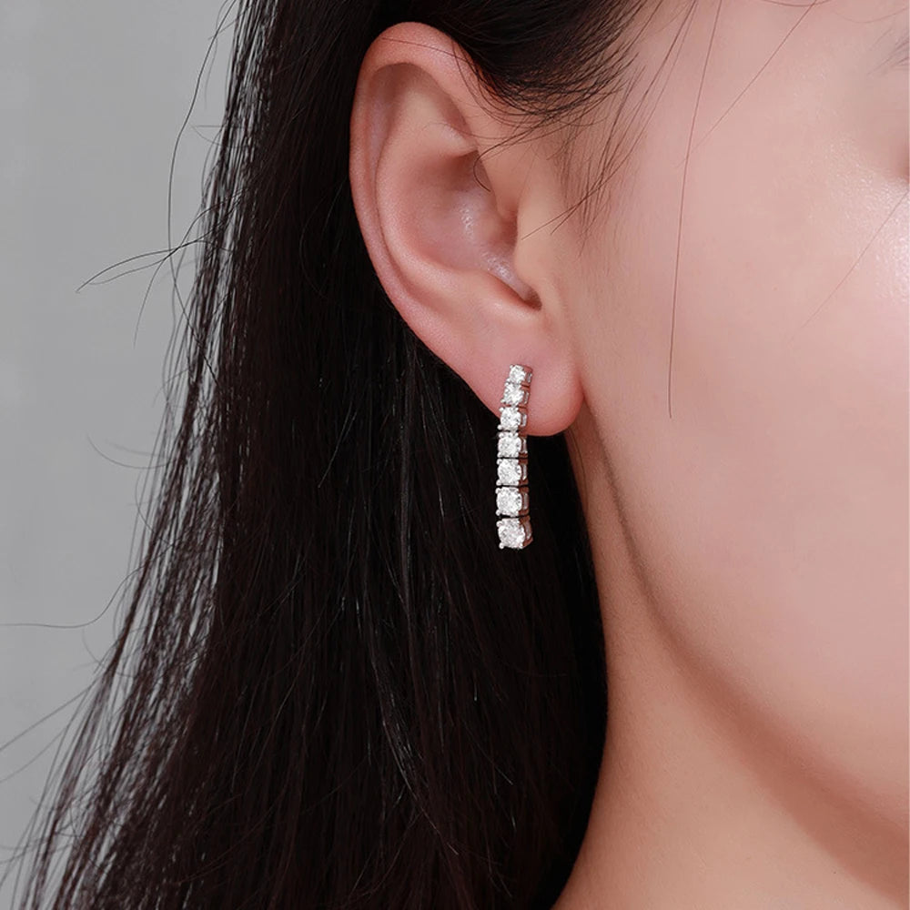 Moissanite Drop Earrings – 2.8CT Tassel Dangle Bridal Wedding Jewelry | 925 Sterling Silver Earrings for Women