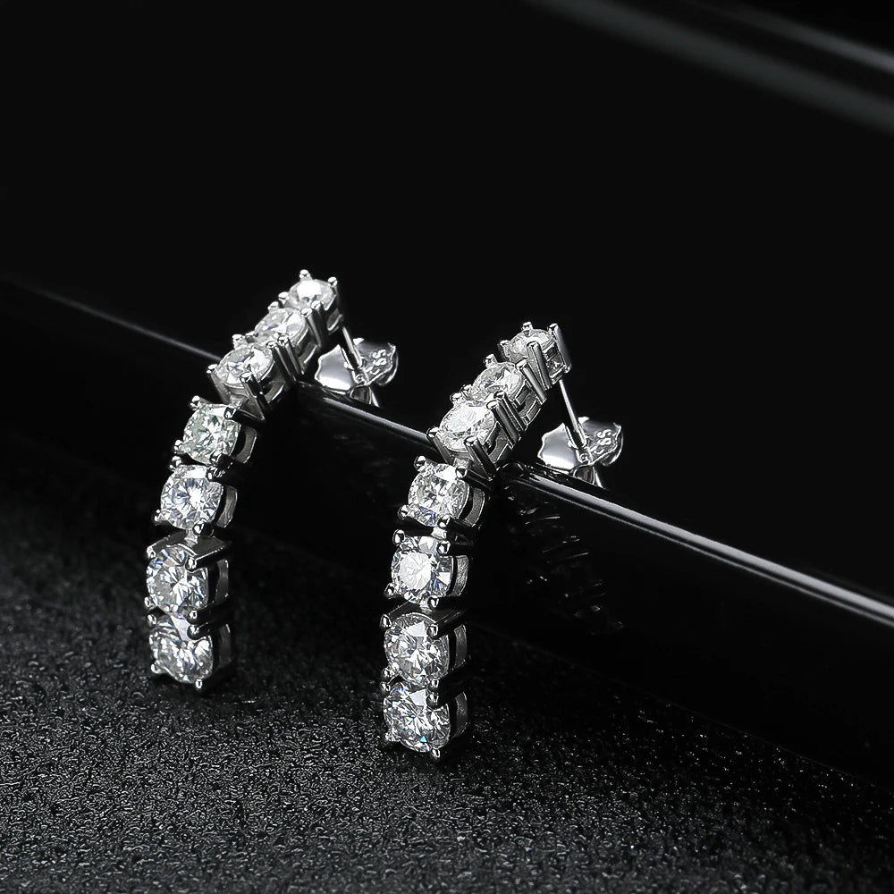 Moissanite Drop Earrings – 4CTW 3mm Double Row Long Tassel Dangle Earrings | 925 Sterling Silver Jewelry for Women