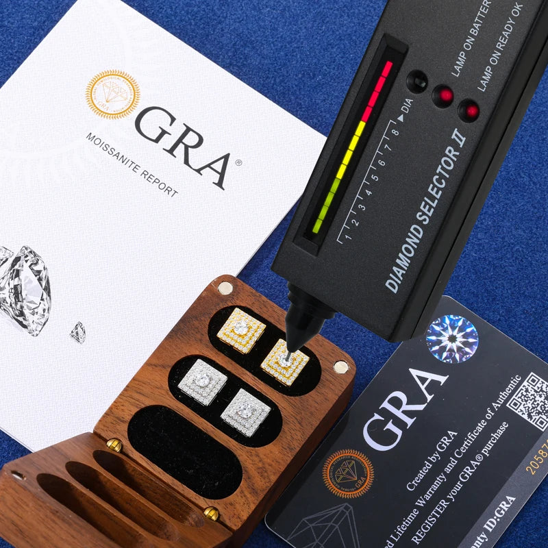 Square centerstud moissanite earrings