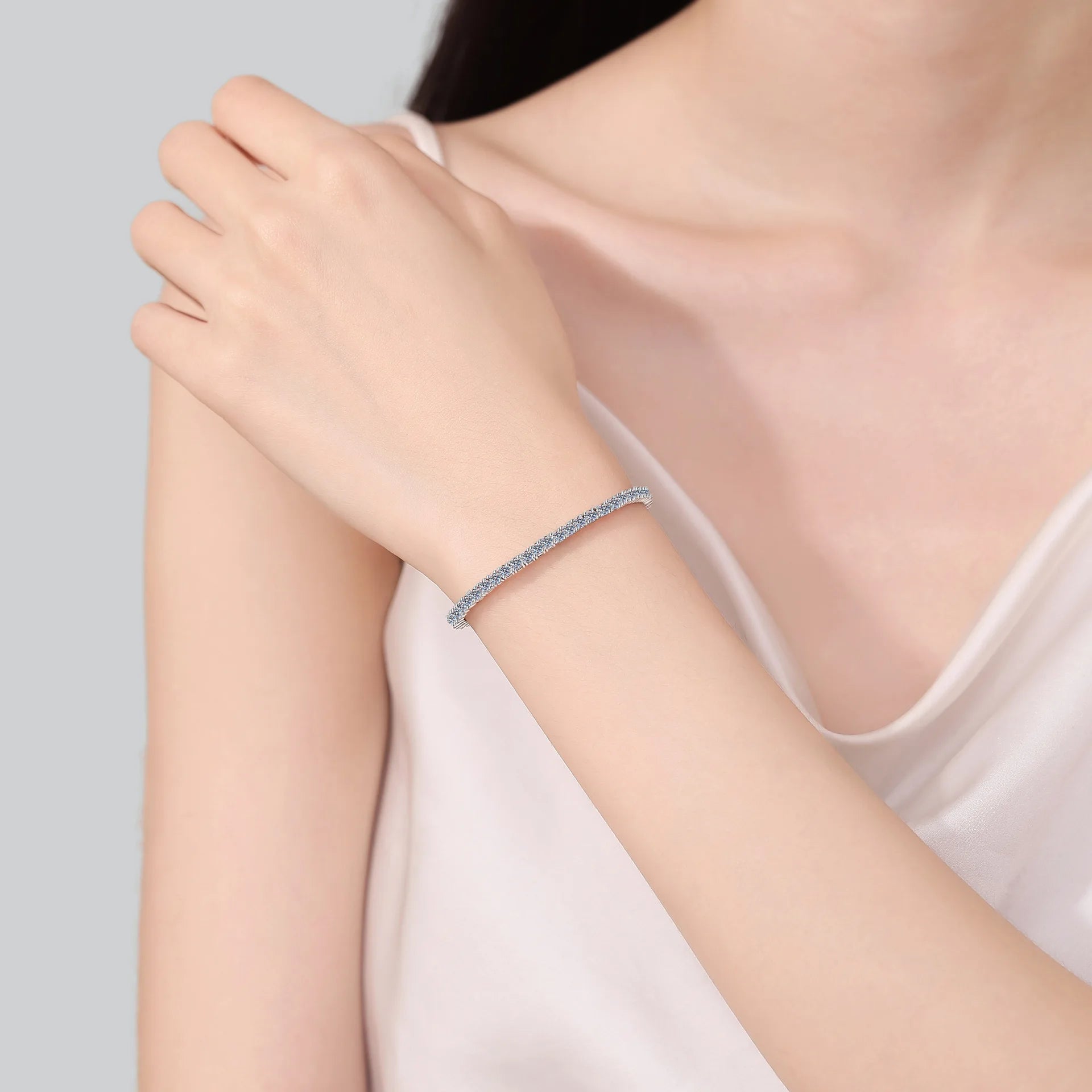 Moissanite Tennis Bracelet – 2mm 3mm D VVS1 Pass Diamond Test with GRA | 925 Sterling Silver Bracelet for Women