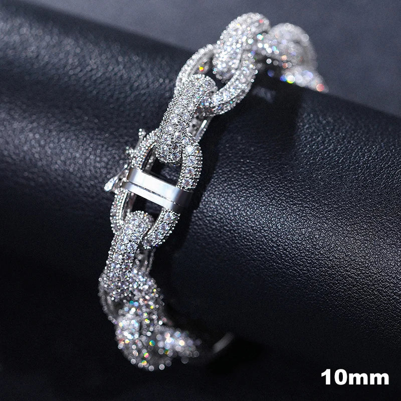 Moissanite Cuban Bracelet – D VVS Full Diamond 6mm–20mm | 925 Sterling Silver Iced Out Hip Hop Jewelry for Men & Women