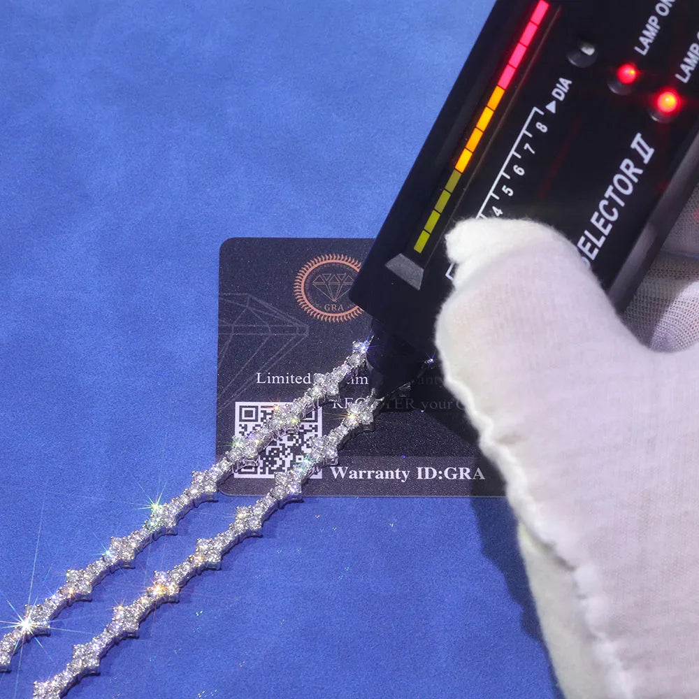 Moissanite Tennis Bracelet – Iced Out VVS with Spring Buckle | 925 Sterling Silver Tennis Chain Jewelry for Men & Women