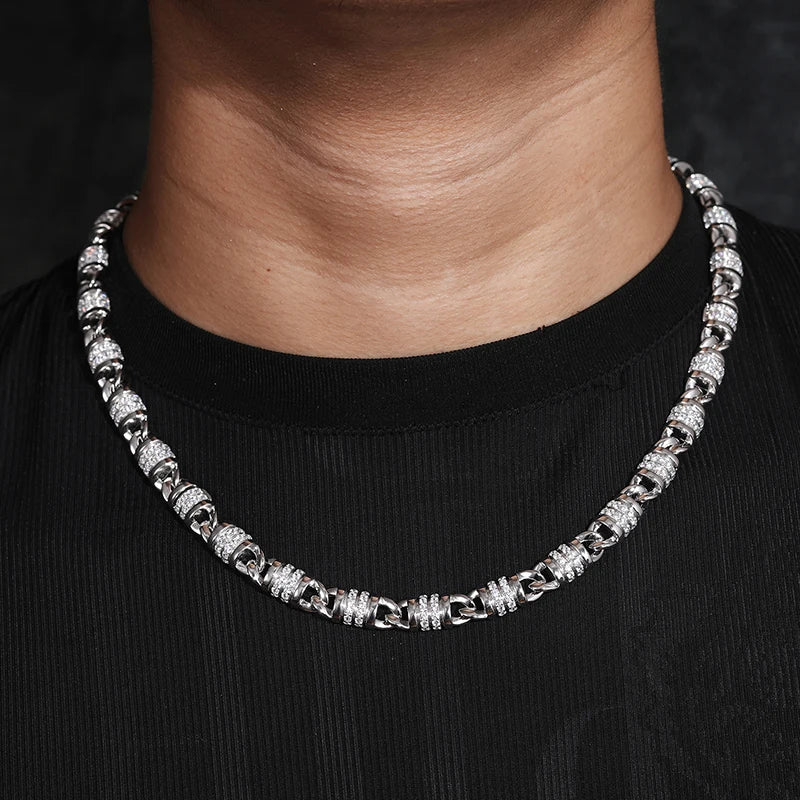 Moissanite Chain Necklace – Iced Out 3-in-1 Design | 925 Sterling Silver Hip Hop Jewelry for Men & Women