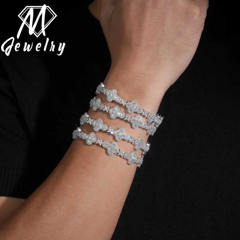 Moissanite Cuban Bracelet – 13mm VVS Iced Out Chain | 925 Sterling Silver Hip Hop Pass Diamond Tester Jewelry