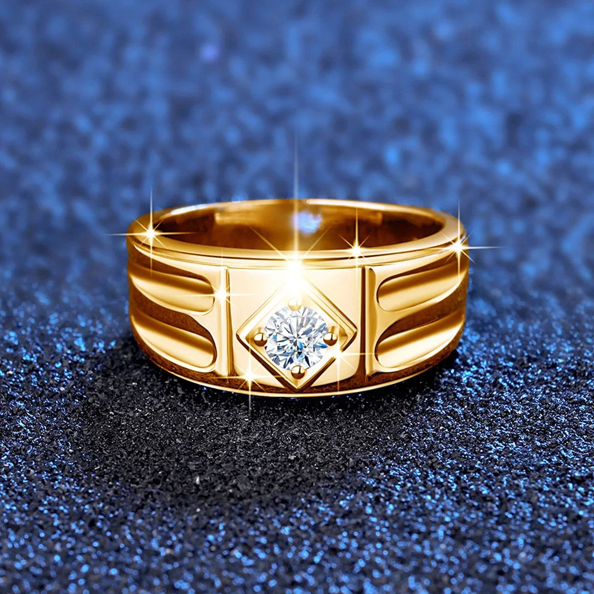 Moissanite Ring for Men – D Color Luxury Engagement Wedding Jewelry with Certificate | 925 Sterling Silver Male Ring