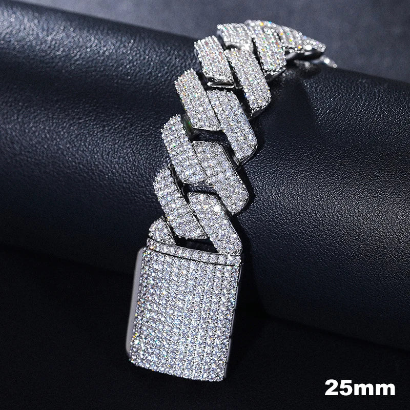 Moissanite Cuban Bracelet – D VVS Full Diamond 6mm–20mm | 925 Sterling Silver Iced Out Hip Hop Jewelry for Men & Women