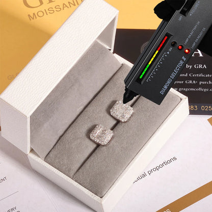 Emerald cut moissanite earrings