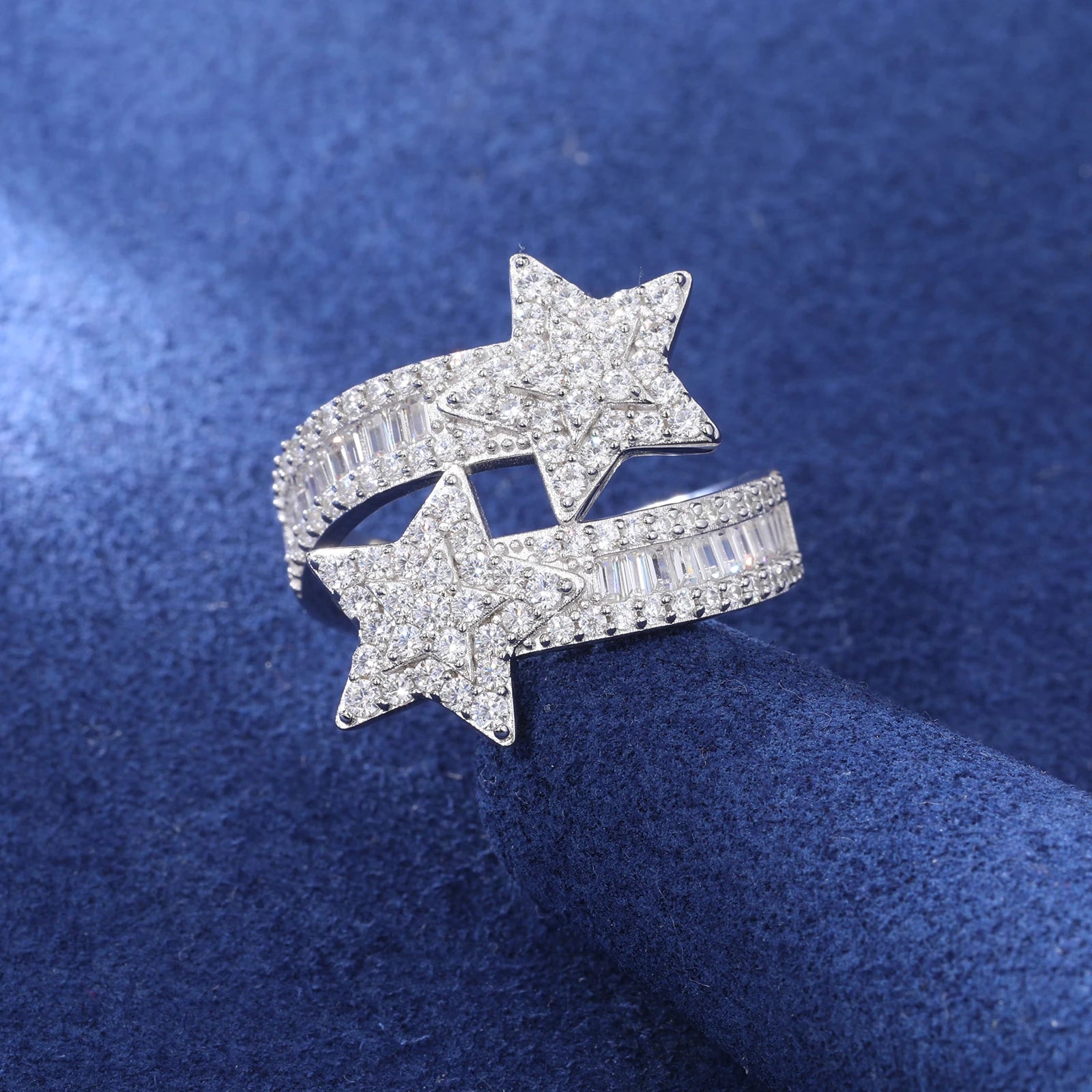Moissanite Star Ring – Iced Out Design | 925 Sterling Silver Luxury Jewelry for Men & Women