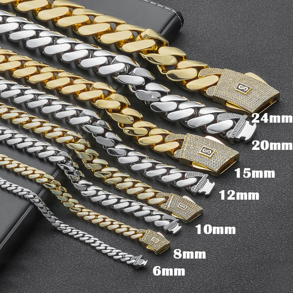 Moissanite Monaco Chain Choker Necklace – Thick Iced Out Diamond Clasp 14K Gold Plated | 925 Sterling Silver Cuban Link Jewelry for Men