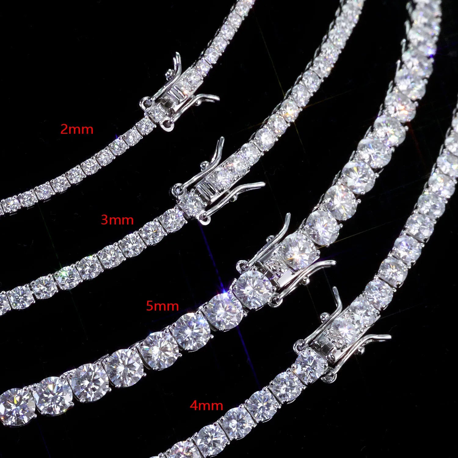 Moissanite Tennis Bracelet – 2mm 3mm 4mm 5mm VVS Iced Out Pass Diamond Test with GRA | 925 Sterling Silver Tennis Chain Jewelry