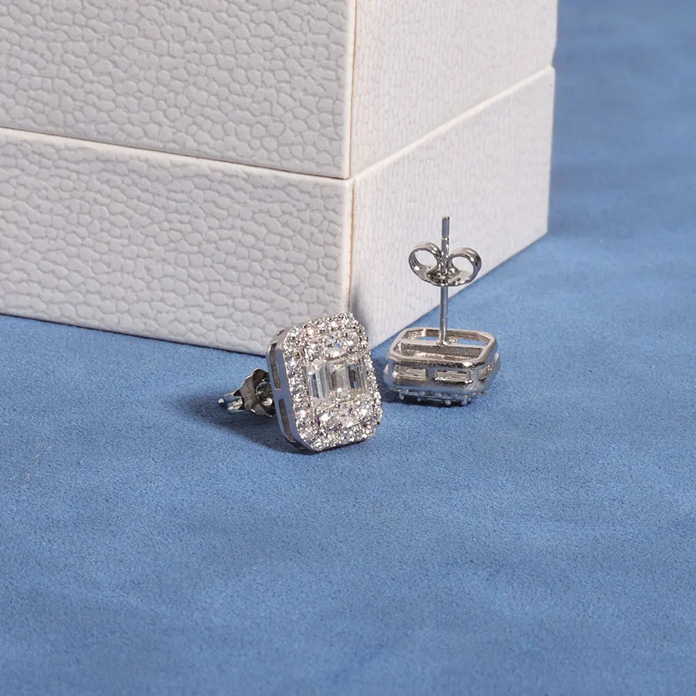 Emerald cut moissanite earrings