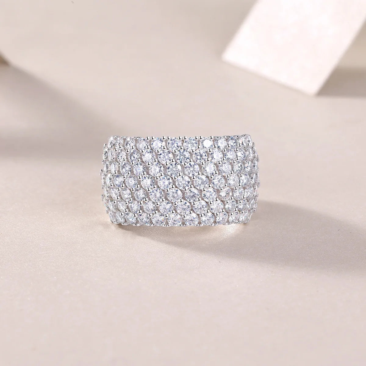 Moissanite Eternity Ring – 7 Rows Iced Out Wedding Band | 925 Sterling Silver Luxury Engagement Ring Fine Jewelry Gift