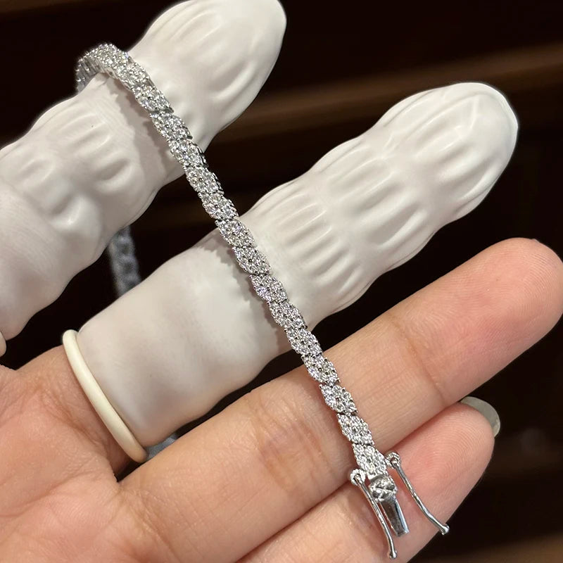 Moissanite Tennis Bracelet – Full Sparkling Diamond Design GRA Certified | 925 Sterling Silver Wedding & Party Jewelry for Women & Men