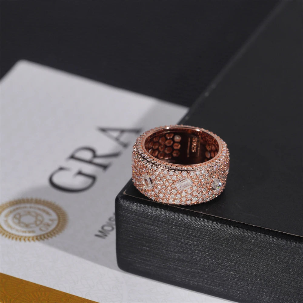 Moissanite Diamond Ring – Round Cut GRA Certified | 925 Sterling Silver Hip Hop Rock Engagement & Anniversary Fine Jewelry