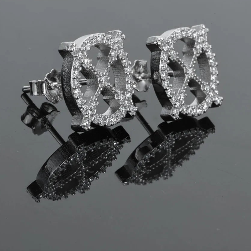 Moissanite Hollow Earrings – Classic Elegant Round Cross Design | 925 Sterling Silver Jewelry for Men & Women