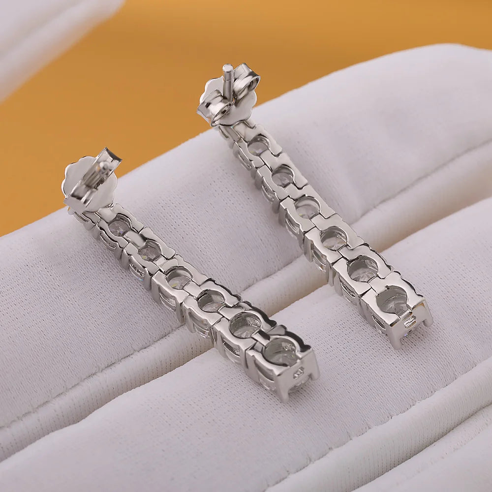 Moissanite Drop Earrings – 2.8CT Tassel Dangle Bridal Wedding Jewelry | 925 Sterling Silver Earrings for Women