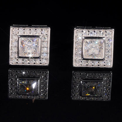 Square halo earrings