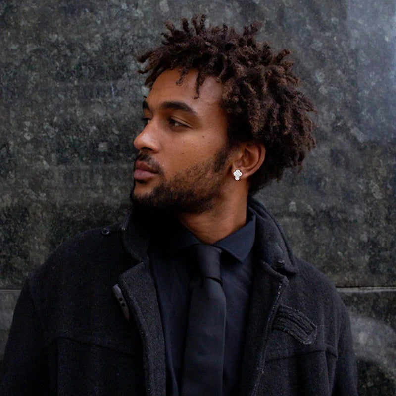 Round cross moissanite earrings