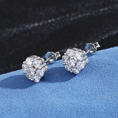 Cluster flower moissanite earrings